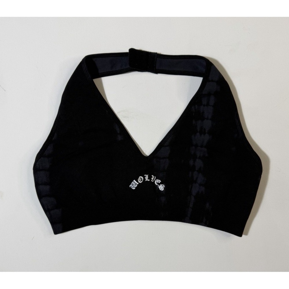Darc Sport SHE Everson Seamless Halter Sports Bra Black Tonal Serpent Sz L 444